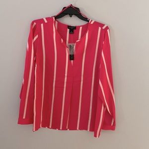 2X pink and cream stripped blouse